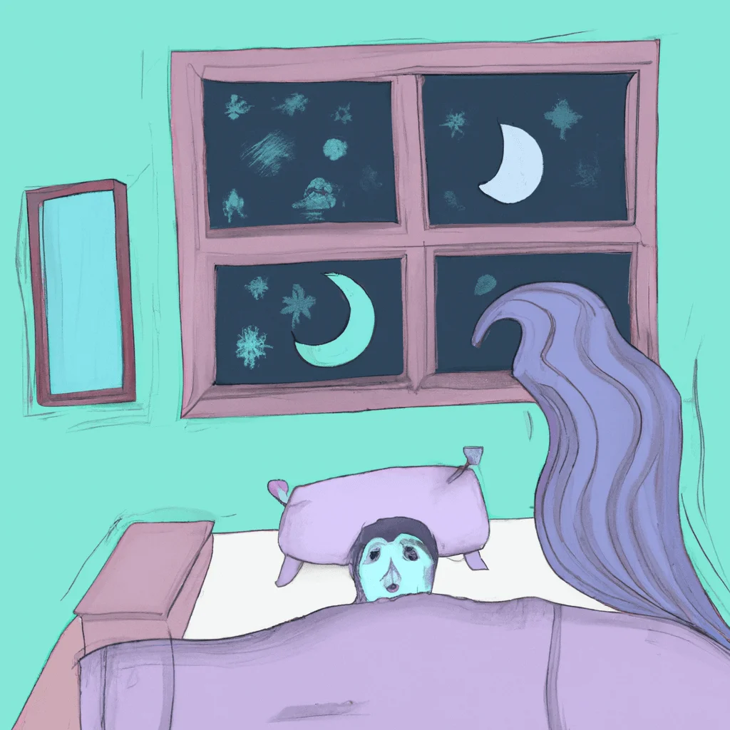 Ize a serene bedroom with soft moonlight, a tranquil sleeping human figure, and abstract symbols of Melatonin and Serotonin hormones harmoniously interacting