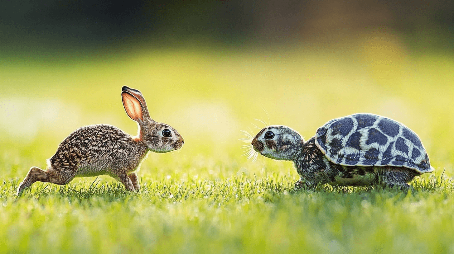 Are You a Tortoise or Hare? Optimising Your Brain's Speed-Accuracy Tradeoff 1 Tortoise and Hare looking at each other.