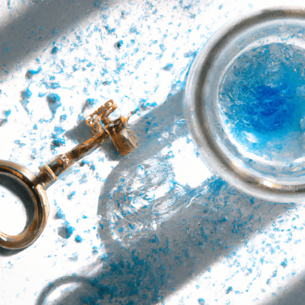 Navigating Methylene Blue, MSM, and Primal Trust Insights 1 Alline blue liquid swirls in a clear glass beaker, casting cobalt shadows across a white laboratory surface