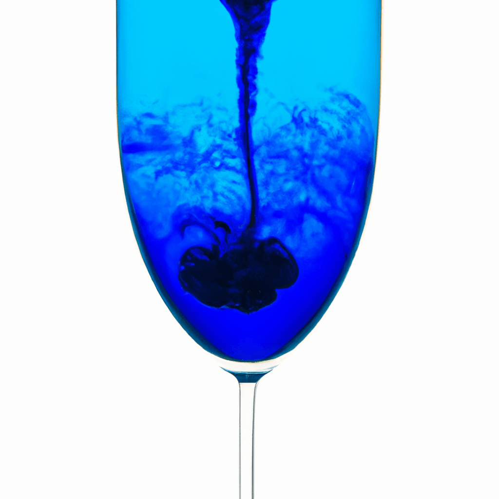 Unlocking the Power of Methylene Blue for Health Benefits 1 Nt cobalt-blue liquid swirls gracefully in a clear glass beaker against a stark white background, creating mesmerizing patterns like cosmic nebulae