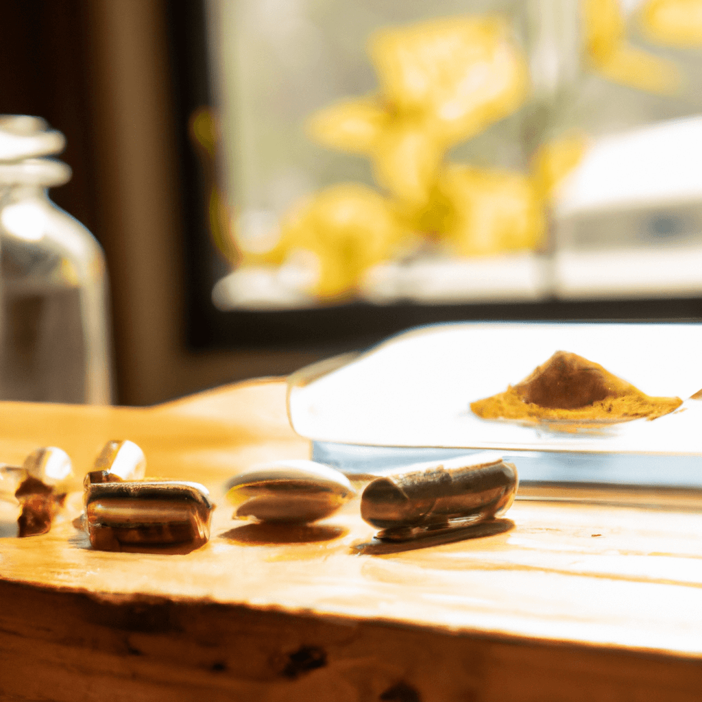 Top Supplements for Brain Fog: Boost Clarity and Focus Today 1 -up of a wooden table displaying an elegant arrangement of brain-supporting supplements: ginkgo biloba capsules, omega-3 fish oil, vitamin B complex, and lion's mane mushroom powder